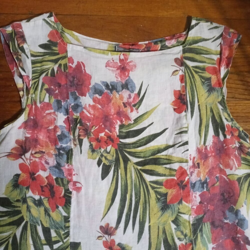 PIAZZA DEL TEMPIO 100% linen knot front midi dress (L) - Picture 3 of 15